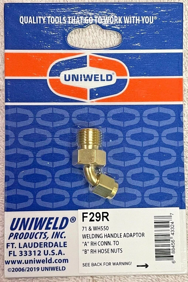 UNIWELD PRODUCTS Uniweld Welding Hose Fitting Adapter "A" to "B" Oxygen Line 45 Degree Adapter