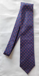 Joseph Turner silk tie - lovely condition; blue with small red flower motif - Picture 1 of 5
