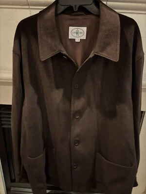 Linea Uomo Velvet-Feel Sport Jacket Men's XL Brown Button down - Image 1 of 4