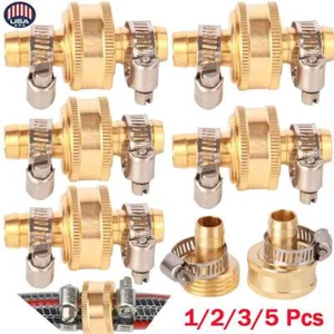 1-5Sets 1/2" Garden Brass Mender End Repair Kit Hose Quick Connector Male Female - Picture 1 of 12