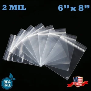 6" x 8" Clear Zip Seal Plastic Bags 2Mil Jewelry Pill Zipper Top Lock Baggies - Picture 1 of 7