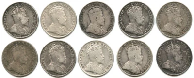 Lot of 10 1910 Canada Silver 10 Cents F+ - Image 1 of 2