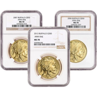 American Gold Buffalo 1 oz $50 - NGC MS70 Random Date and Label - Image 1 of 3