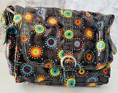 BOLSO MENSAJERO PAÑALES KALENCOM NEW ORLEANS NEGRO FLORAL LAMINADO HEBILLA Foto 1 de 4