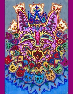 Impresión o lienzo - Louis Wain - Trippy Kitty - gato psicodélico - Imagen 1 de 1