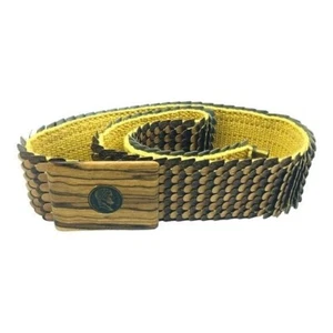 Hermoso cinturón elástico escamas dragón único vintage hebilla de madera - Imagen 1 de 12