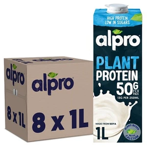 8 x 1L Alpro Plant Soya Protein Drink Gluten Free With Calcium - Picture 1 of 8