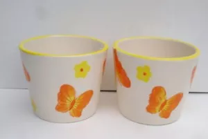 2 New Butterfly Design Ceramic Pots/Vases Table Decoration Flower Pot Yellow 4in - Picture 1 of 1
