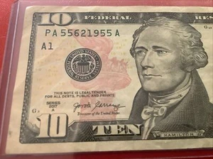 10 $ TEN Dollar Schein ☆ Buchstütze ☆ PA5562☆1955A ☆ Cinco de Mayo Geburtstag 5.5.1955 - Bild 1 von 3