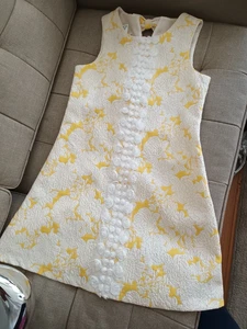 Bonnie Jean Yellow & White Jacquard Print Sleeveless Dress Girl’s Sz 16 - Picture 1 of 7