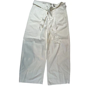 Pistola Womens Pants White 27 Belted Distressed Waist And Hem Wide Leg Trousers - Picture 1 of 13