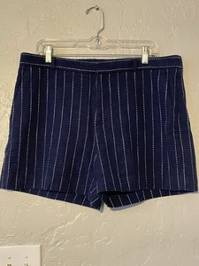 NWT Banana Republic Women Navy Blue White Striped Shorts Size 14 - Picture 1 of 4
