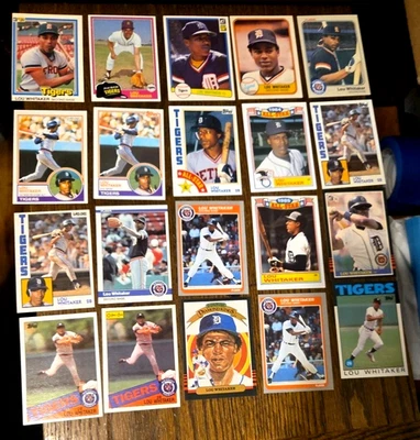 Лот дилера (85 различных) бейсбольных карточек с Лу Уитакером из Detroit Tigers - новые без наклеек и следов - Изображение 1 из 4