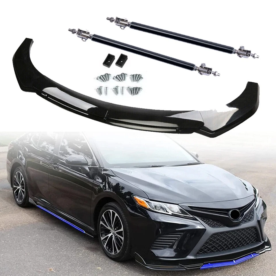 For Toyota Venza Front Bumper Lip Spoiler With Strut Rods Gloss Black Body Kits Foto 1 de 4
