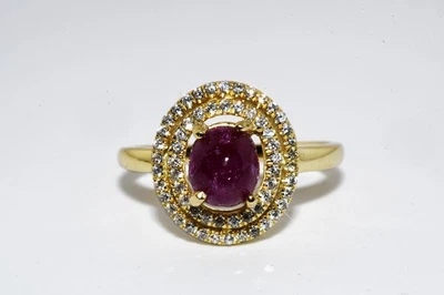 $395 .925 Sterling Silver 1.60CT Natural Red Ruby & White Topaz Cocktail Ring - Image 1 of 4