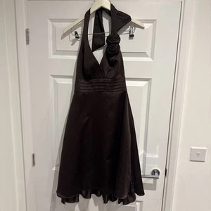 Debut Women’s Brown Tie Neck Halterneck Occasional Dress Brown Size 6 - Picture 1 of 5