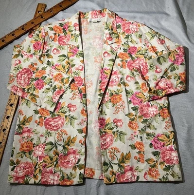 Blazer Joanna Vintage Mujer Grande Tapiz Floral Abierto Años 90 Otoño Preppy Foto 1 de 4