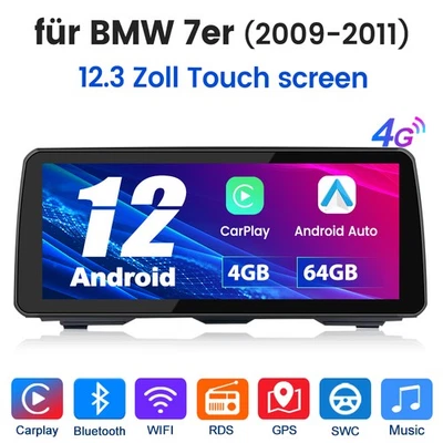 12.3" 8-Kern 64GB CarPlay Android 12 Autoradio GPS Navi Für BMW 5er F10 F11 NBT - Bild 1 von 4