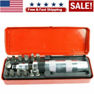 14 Pc 1/2" Heavy Duty Impact Screwdriver Driver Set SAE Reversible w/ Metal Case - Picture 1 of 9