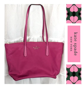 Bolso de Mano KATE SPADE Rosa Caliente Nylon/Cuero Mediano Doble Asa Cartera - Imagen 1 de 10