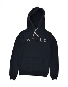 JACK WILLS Womens Classic Fit Graphic Hoodie Jumper UK 8 Small Navy Blue BD24 - Picture 1 of 3