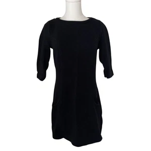 Women's Boden Ribbed-knit 3/4 Sleeve Black Mini Dress 8 - Picture 1 of 16