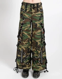 Pantalones góticos para hombre hilos reflectantes pent verde hebilla punck pantalones - Imagen 1 de 4