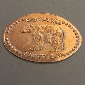 Vintage Milwaukee County Zoo Elongated Smashed Pressed Penny - Bear - Picture 1 of 2
