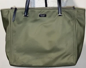 KATE SPADE Green Nylon Bucket Duo Handle Double Zip Top & Magnetic Close Handbag - Picture 1 of 10