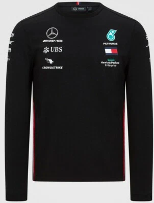 Mercedes-AMG F1  2020 Men's Team Long Sleeve T-Shirt Black DDP NO US CUSTOMS FEE - Photo 1/4