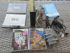 Nintendo Wii Black System Console Official Controller RVL-001 Tested Working!! - Picture 1 of 11