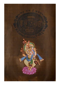 Pintura religiosa gloriosa hecha a mano Vinayaka Lord Ganesh 12 x 9 en "PN9136" - Imagen 1 de 3
