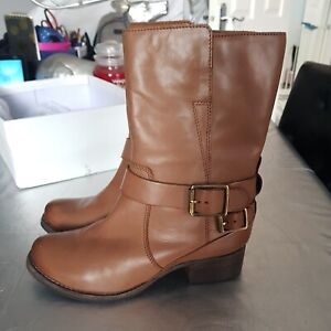 Clarks Tan Leather Buckle Boots Size 4 New