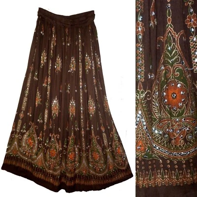 Maxi falda floral boho talla grande 3X/4X/5X/6X lentejuelas étnicas indias para mujer Foto 1 de 4