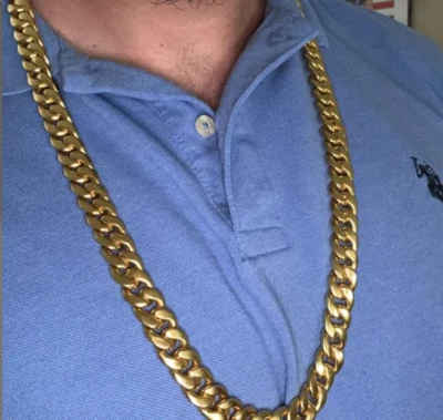 Collar de cadena de eslabones cubanos, pulsera cubana maciza de plata de ley 925, cadena de regalo Foto 1 de 4