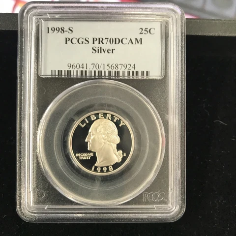 1998-S 25c SILVER PCGS PR70DCAM WASHINGTON QUARTER DEEP CAMEO Cover