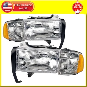 Headlights Assembly compatible with 1994-2001 Dodge Ram 1500,94-02 RAM 2500 - Picture 1 of 7