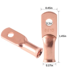 5PCS Battery Cable Ends Copper Lugs Ring Terminals 6AWG #10 Wire Connectors - Picture 1 of 4