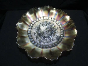 Dugan Glass Carnival Marigold Windflower Low Ruffled 8-3/4" Bowl - Picture 1 of 11