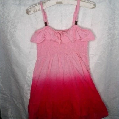 Vestido Cherokee Niñas Rosa Degradado Cuentas Cruzadas Tirantes Volantes Talla L 10/12 Foto 1 de 4