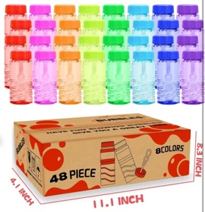 48 Pack Blow Bubbles With Wand Attached, Bulk Set , Kids Party Favors Toys Fun - Picture 1 of 6