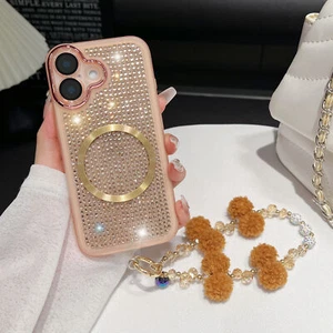 Funda Magnética Diamante Brillante con Correa para iPhone 16 Pro Max 15 14 13 12 11 - Imagen 1 de 10