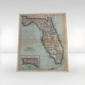 Mapa Okeechobee 1921 Florida State Golfo de México y Océano Atlántico costa lago - Imagen 1 de 11
