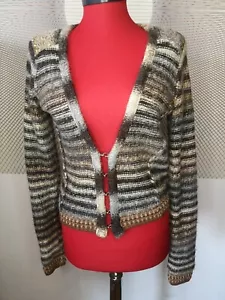 LOIZA PATRIZIA PEPE WOMENS BROWN WOOL ALPACA KNITTED CARDIGAN JUMPER SIZE S (10) - Picture 1 of 12