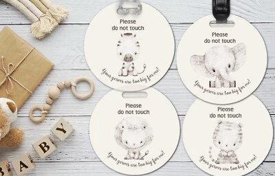 Por favor, não toque em animais da selva carrinho de bebê carrinho de bebê tag Keepsake ideia de presente - Imagem 1 de 4