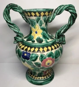 Grand Vase Ansé Décor Floral Signé A F Cannes H 23,5 L 22 l 14 Cm - Imagen 1 de 1