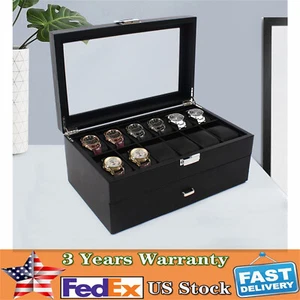 Luxus Uhrenbox mit 24 Fächern und Glasplatte - eleganter Schmuck Organizer - Bild 1 von 21