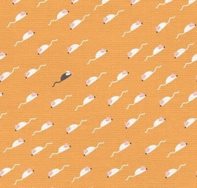 Feline Drive Fabric TAILS & WHISKERS Mice Orange - Fat Quarter (18"x22") FQ - Image 1 of 4