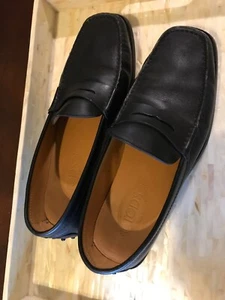 Men's Tods Black Leather Slip On Penny Loafer Sz 9 UK size fits US Sz 10 EUC - Picture 1 of 9