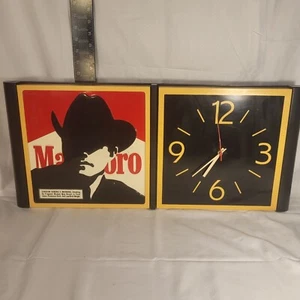 Vintage Phillip Morris Marlboro Cigarette Sign Clock Marlboro Untested Pre-owned - Picture 1 of 8